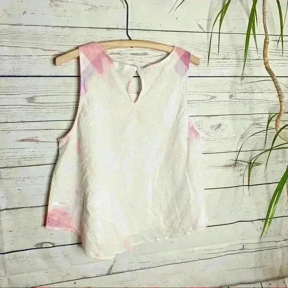 Universal Thread Cotton Keyhole Back Tank Top Bleached Plaid - Picture 3 of 7